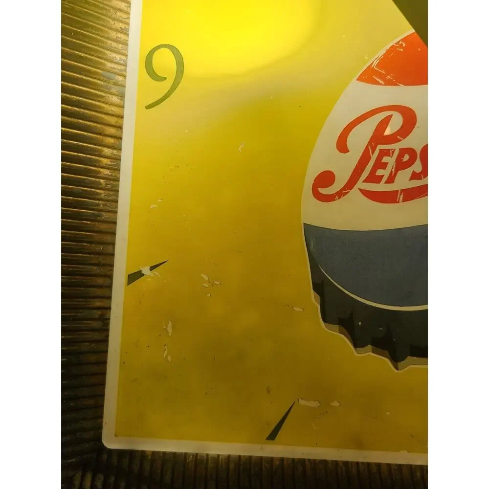 Vintage Think Young Say “Pepsi Please” Pepsi Cola Clock 16” x 16” Working